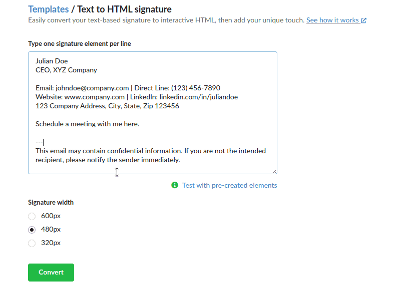 Firma e-mail in testo normale