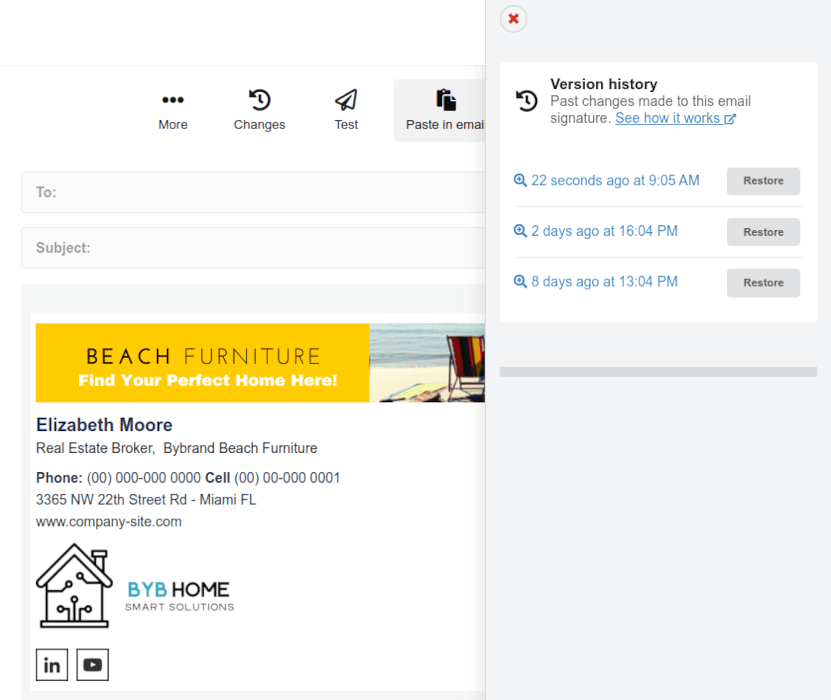 Restore email signature