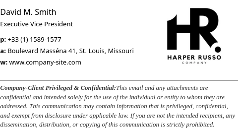 Assinatura de e-mail executiva para CEO