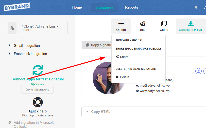 Share signature link