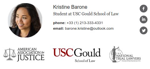 Professional email signature example for lawyer