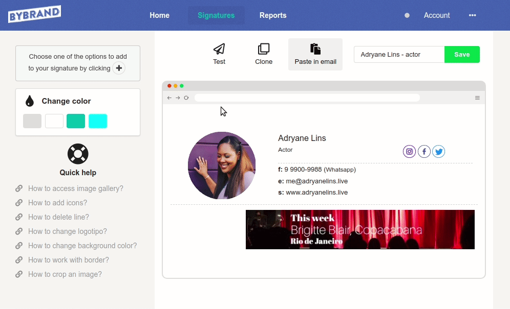 Feature clone email signature