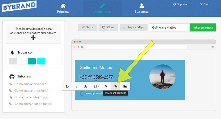 Add link in email signature