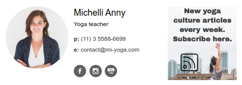 Email signature with social media icons.