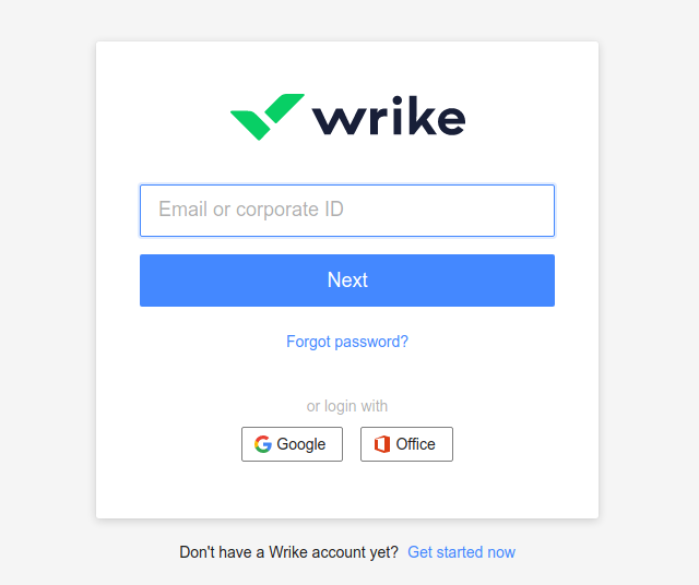 Login no Wrike