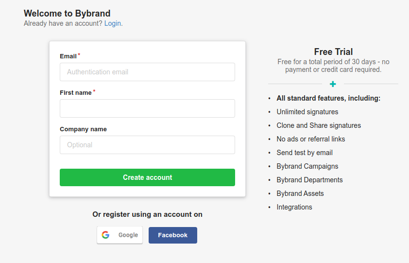 Create a Bybrand account