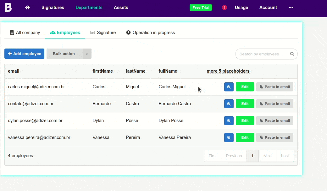 Vista previa de la firma automática creada