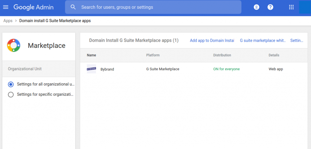 Google Workspace apps listed