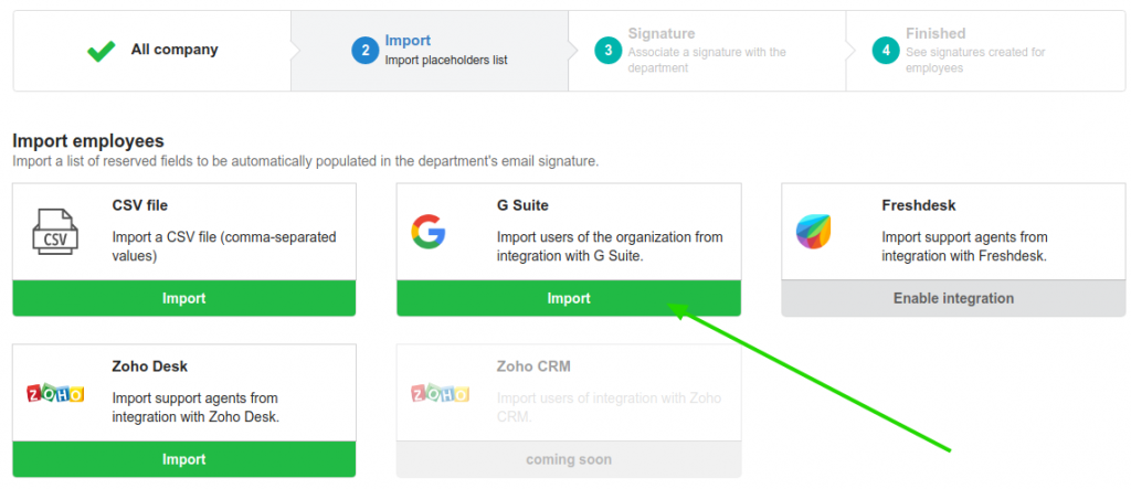 Import from G Suite integration