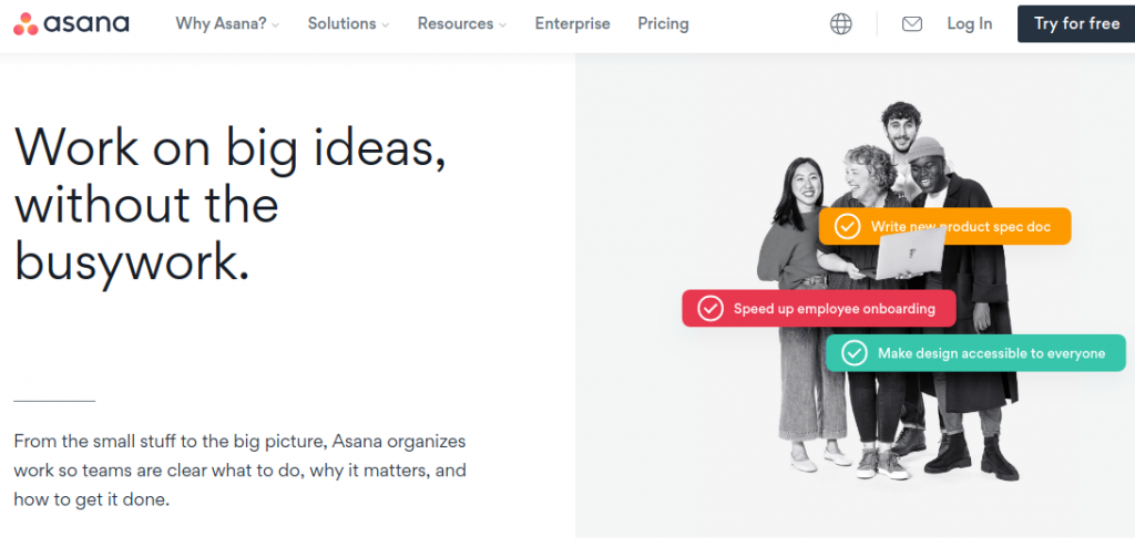 Asana homepage