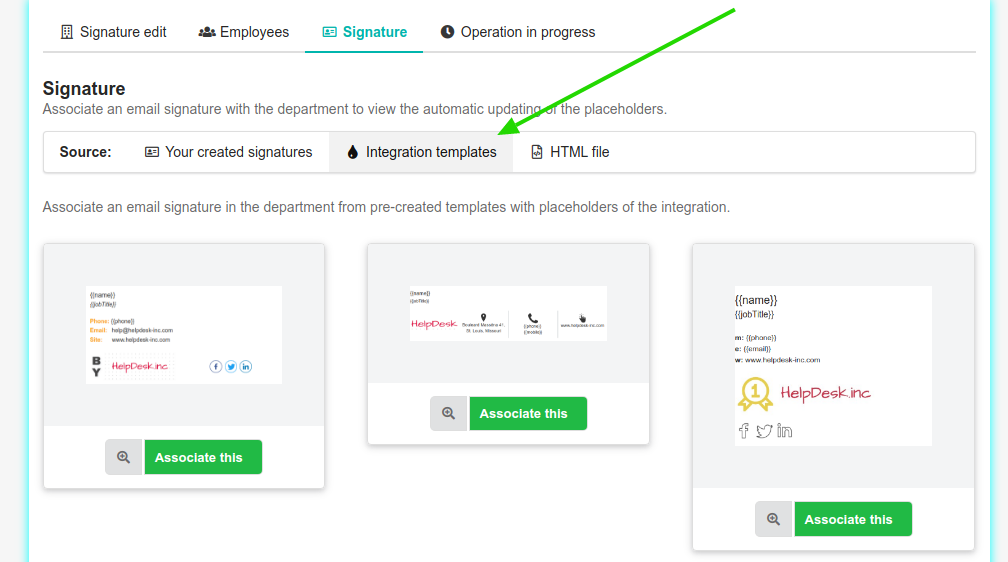 Pre-created templates