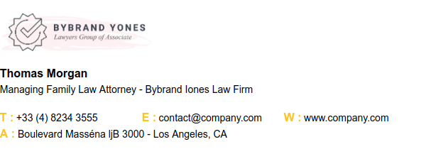 Assinatura de e-mail do advogado com logotipo.