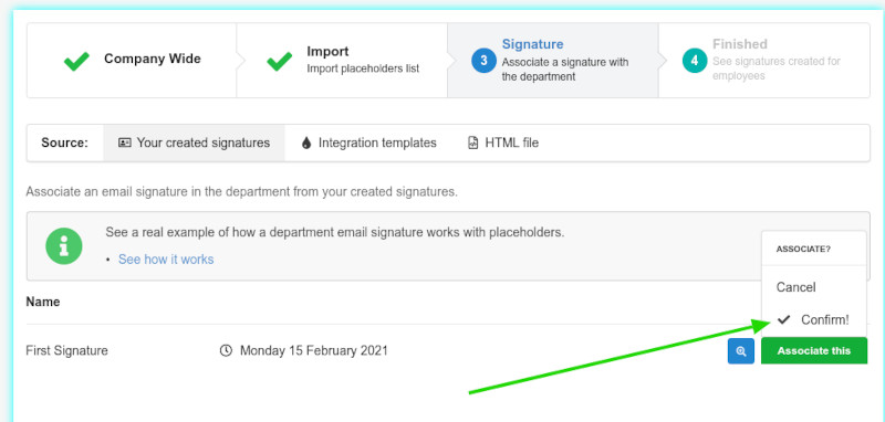 Set an email signature to department