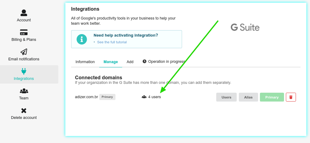 Google Workspace enabled