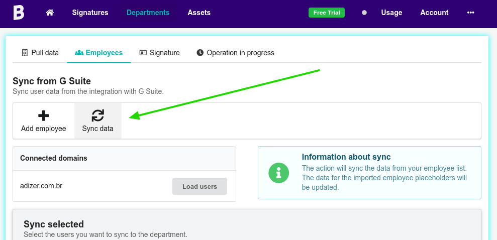 Google Workspace sync data