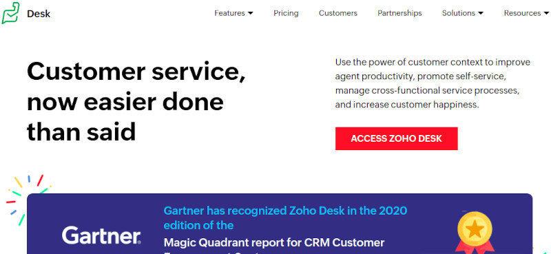 Zoho Desk Homepage