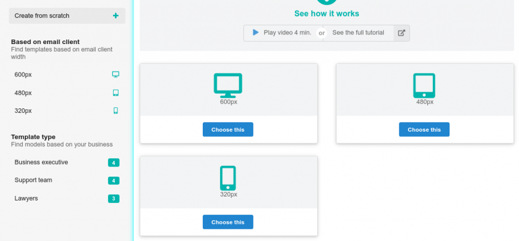 Create from scratch main menu