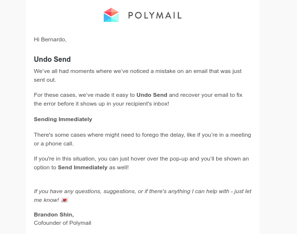 Polymail onboarding email