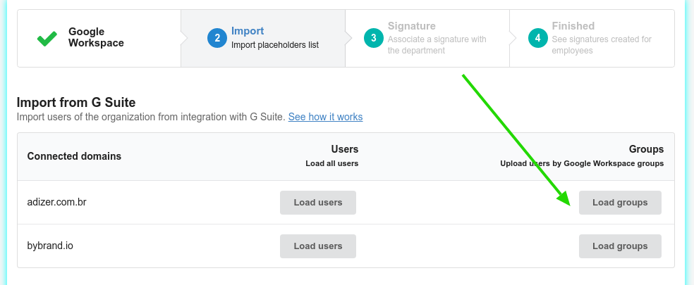 Importar usuários de grupos Workspace