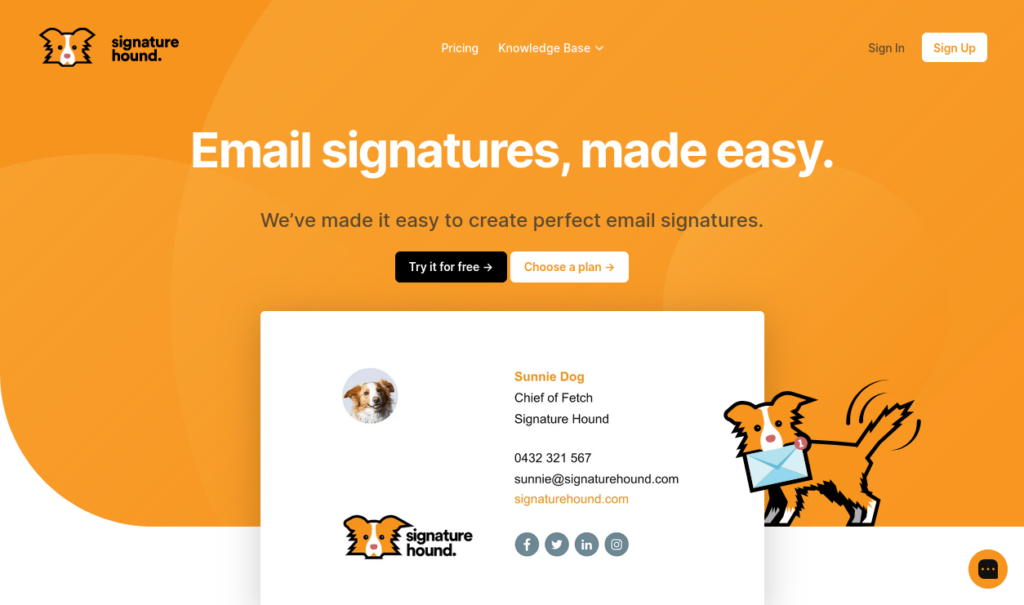 Signature Hound homepage.