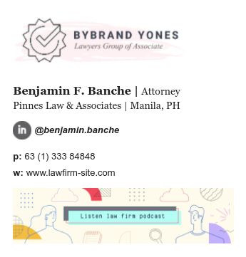 Exemplo de assinatura de e-mail de marketing para advogado.