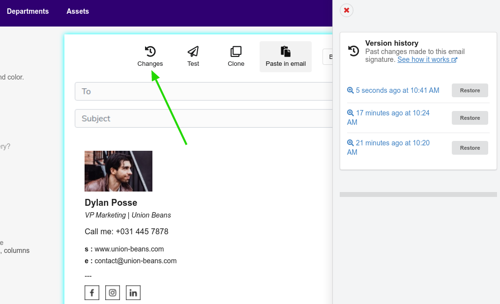 Restore an email signature