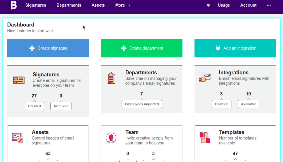 Assets com integrações