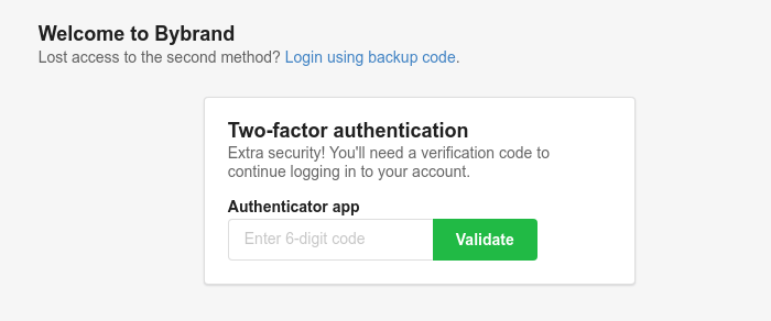 Bybrand with two-factor authentication