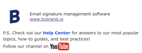 Email signature with Youtube icon