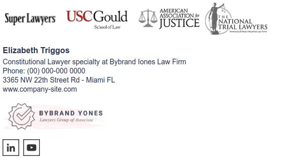 Professional email signature template for lawyers.