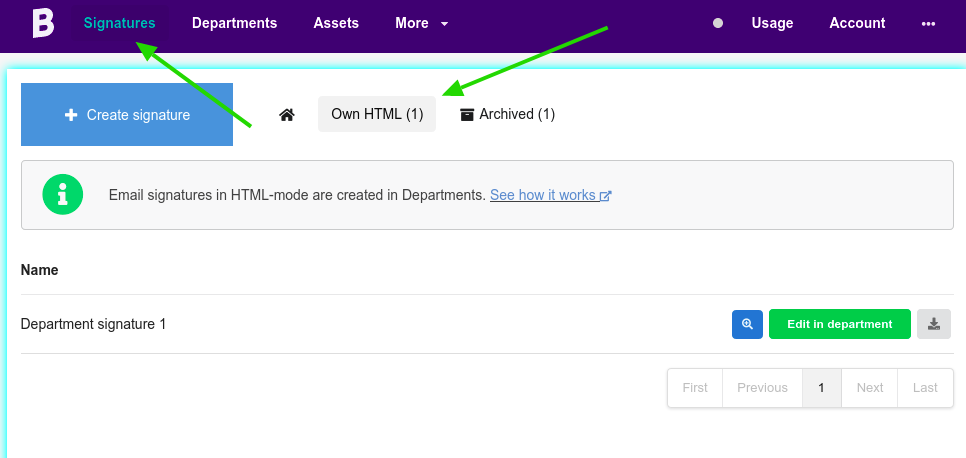 Lista assinatura em modo HTML