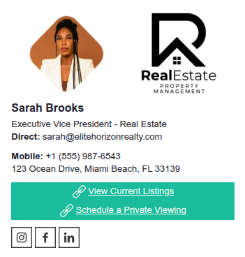 Email signature with headshot and logo.