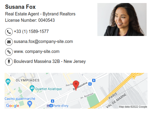 An email signature banner with Google Maps.