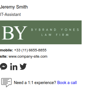 Email signature example for mobile device with logo.