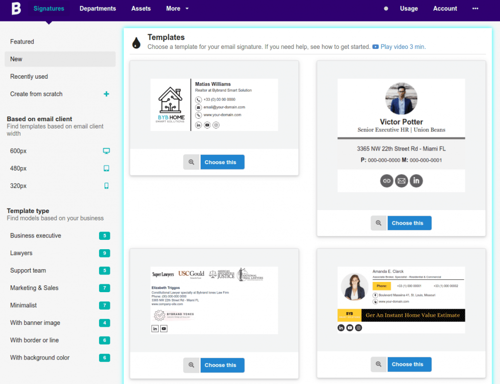 Bybrand templates categories