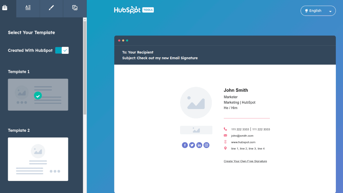 Генератор эл почты. Генератор email подписей. HUBSPOT email. Html email Signature Template.