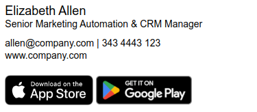 Email signature for sales CRM with official badge.