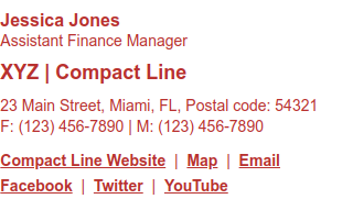 Plain text email signature Jessica Jones