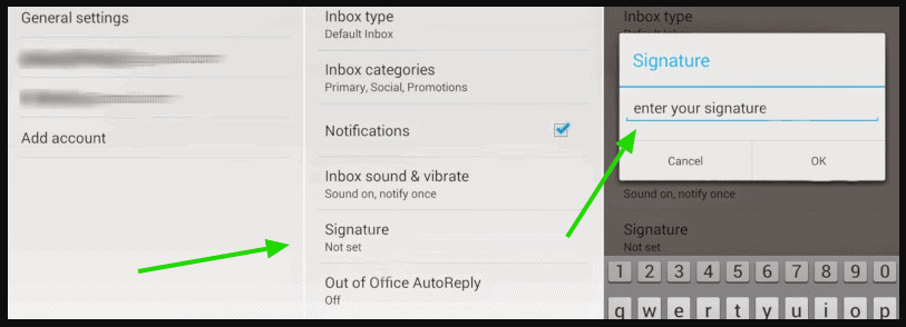 Example adding an email signature to Android.