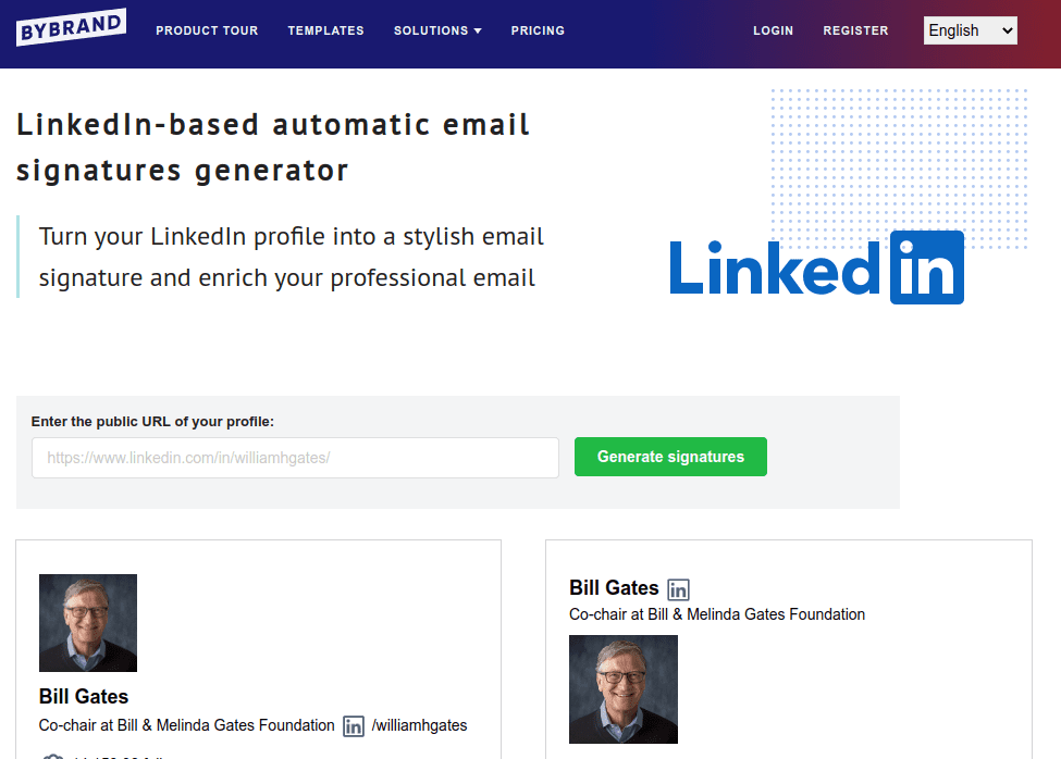 LinkedIn-based HTML signature generator