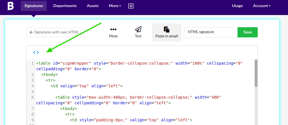 Opção Code View