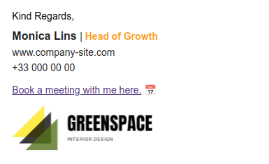 Branded email signature.