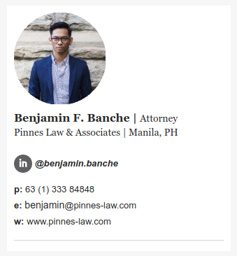 Email signature example for law firm, option two.