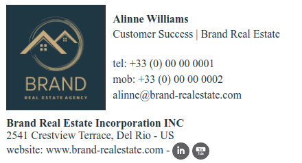 Real estate email signature with logo.