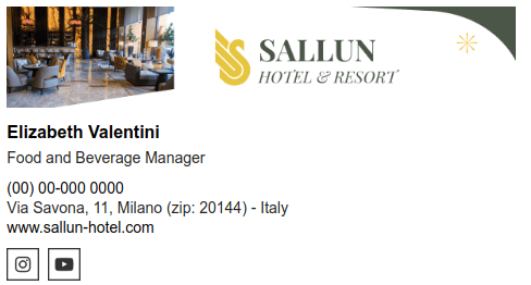 Email signature example for hotel resorts.