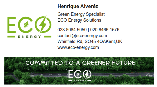 Assinatura de email para energia verde com banner.