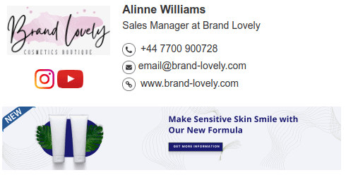 Email signature example for product launch