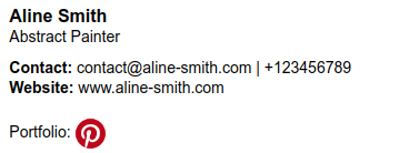 Exemplo básico de assinatura de e-mail do pintor.