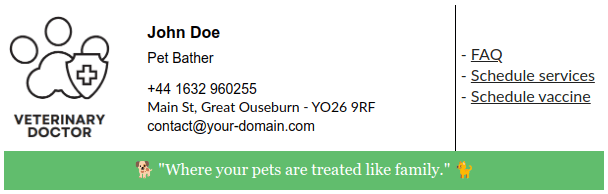Example for pet shop with scheduling links.