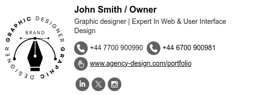 Assinatura de e-mail para designer gráfico.